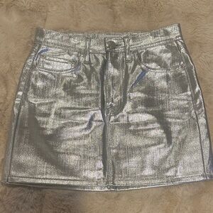 Frame Denim Le Mini Metallic Silver Mini Skirt